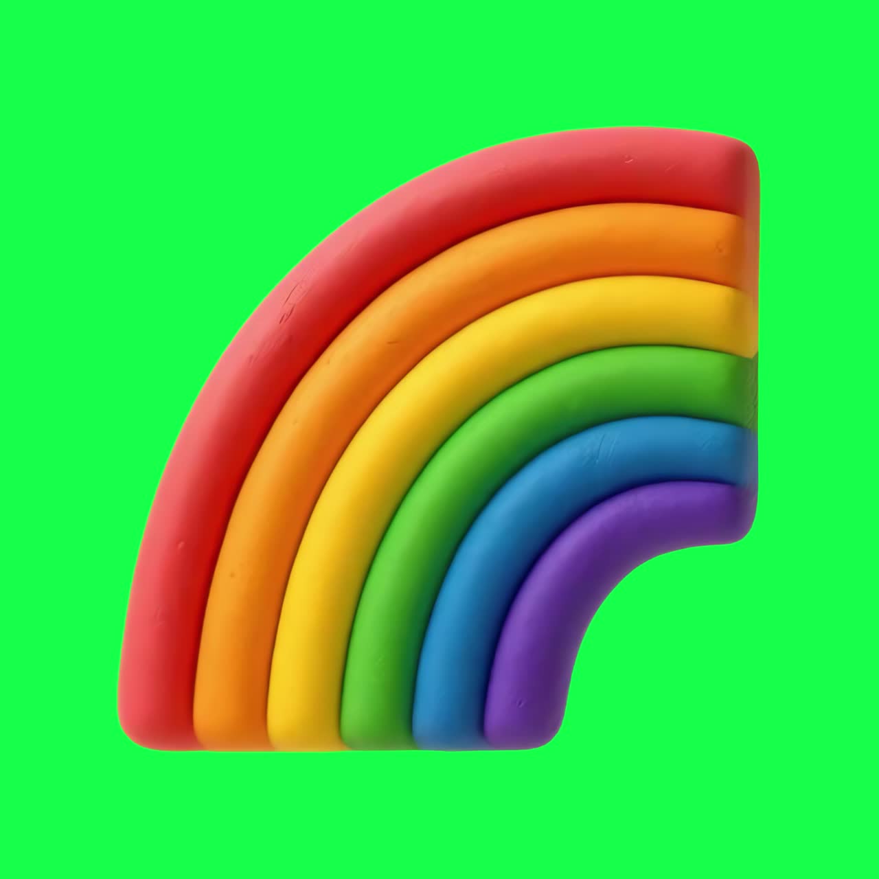 Colorful clay rainbow animation, transparent 4K video, green screen