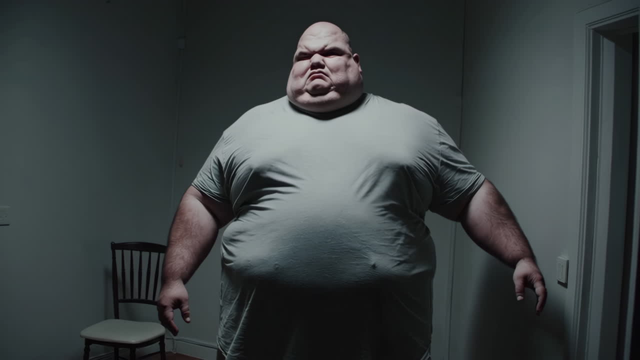 Obese Man in a Room