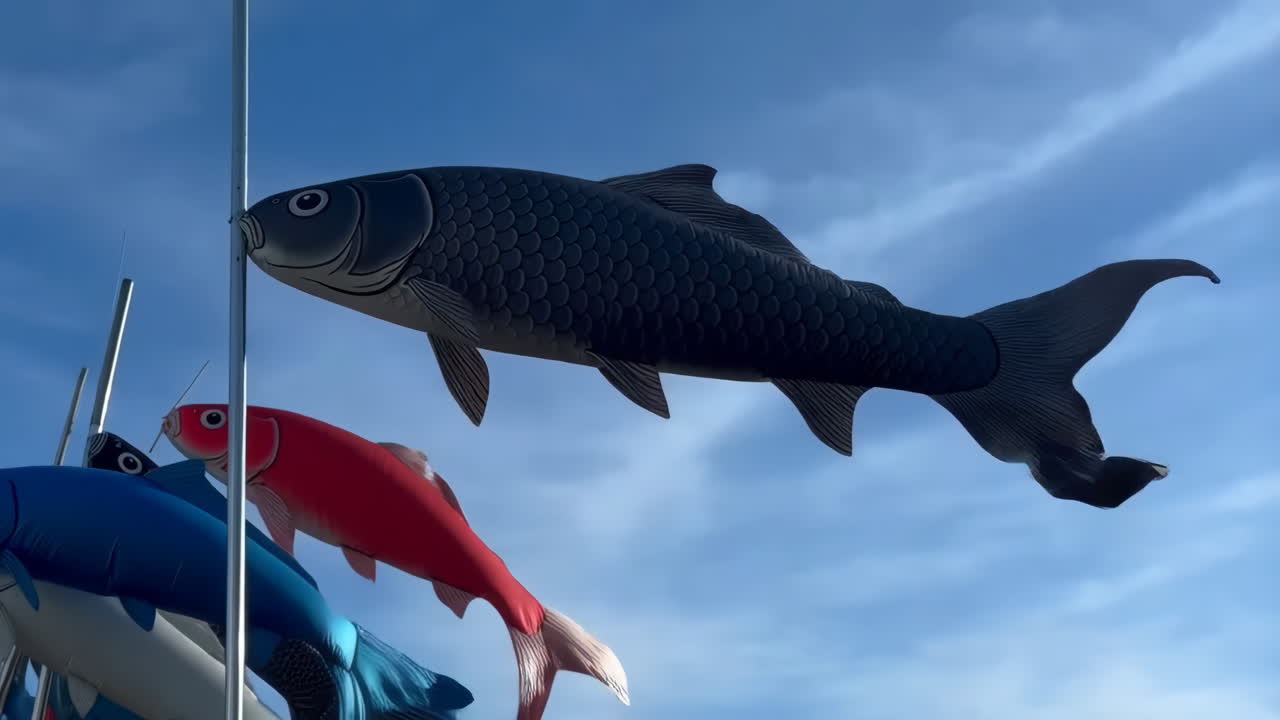 Koinobori Carp Streamers against a Blue Sky