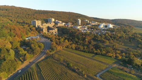 Imágenes-Aéreas-De-Drones-Ciudad-En-El-Bosque