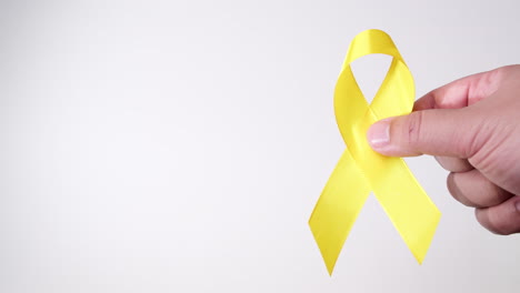 suicide prevention day, childhood, sarcoma, bone, and bladder cancer awareness month and yellow ribbon for supporting people's life and illness