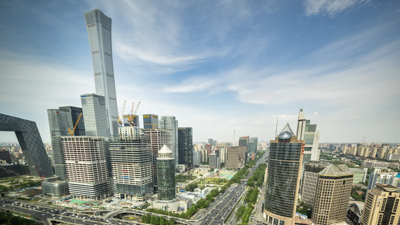 Timelapse of the Beijing city skyline from a high vantage point
