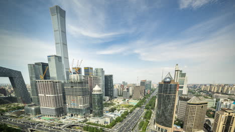 timelapse of the beijing city skyline from a high vantage point