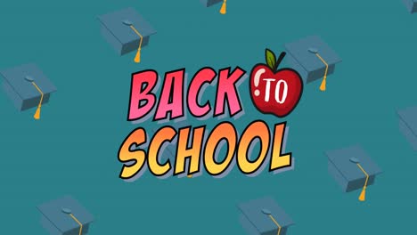 Animation-of-back-to-school-text-over-school-items-icons-on-green-background