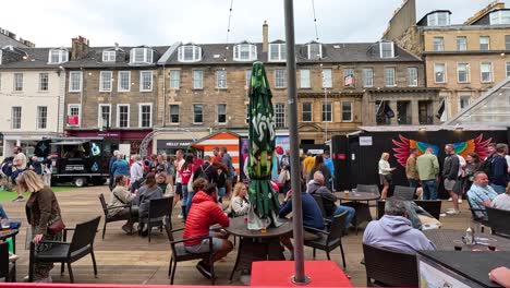 crowds enjoying the festival in edinburgh