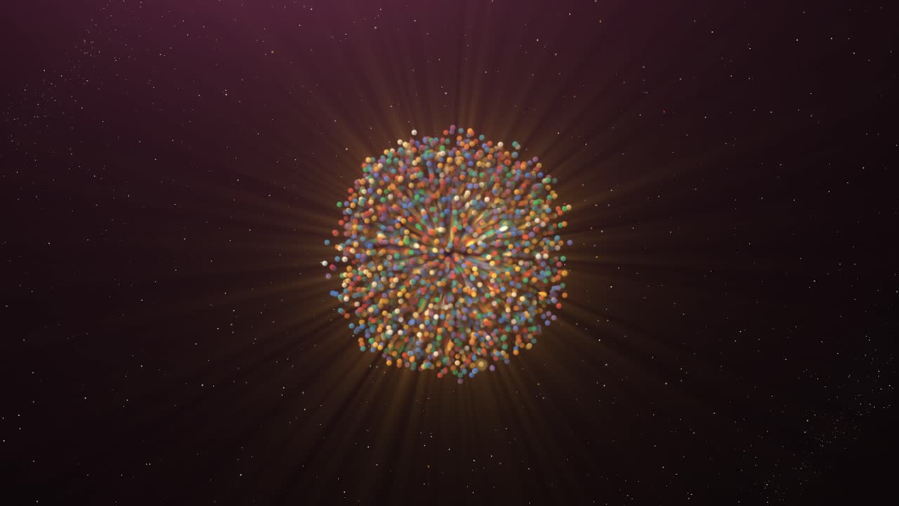 esfera 3d abstracta de partículas brillantes en el espacio