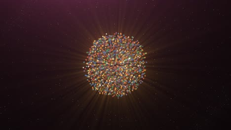 abstract 3d sphere of glowing particles in space