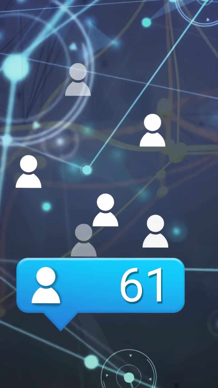 Vertical video: Blue callout updating counter as avatars appear around it, showing tech user growth