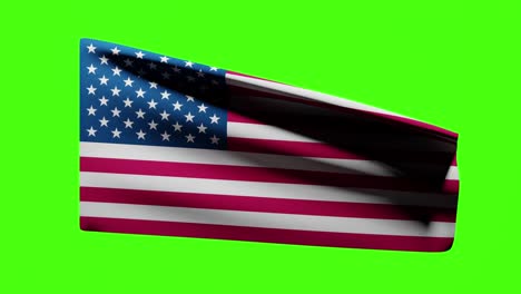 flag of the usa, united states of america blown in the wind on a green background