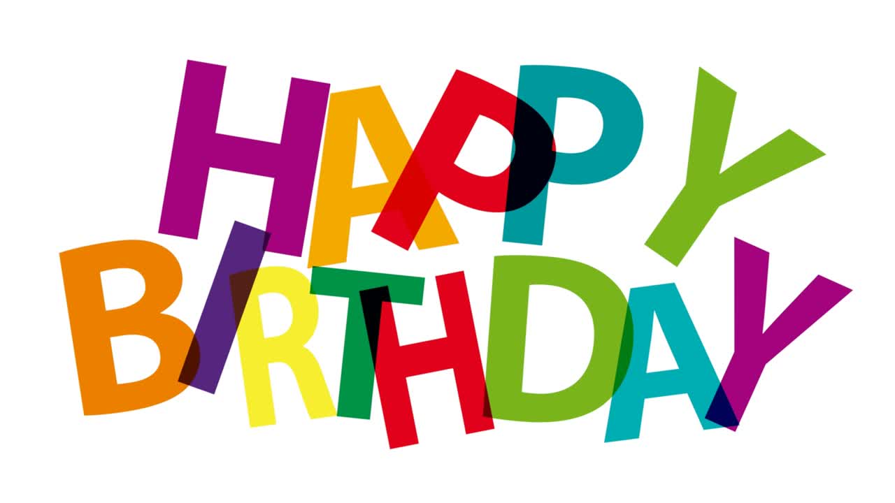 feliz cumpleaños, texto tembloroso y caótico. palabras rotas, ilustración animada.