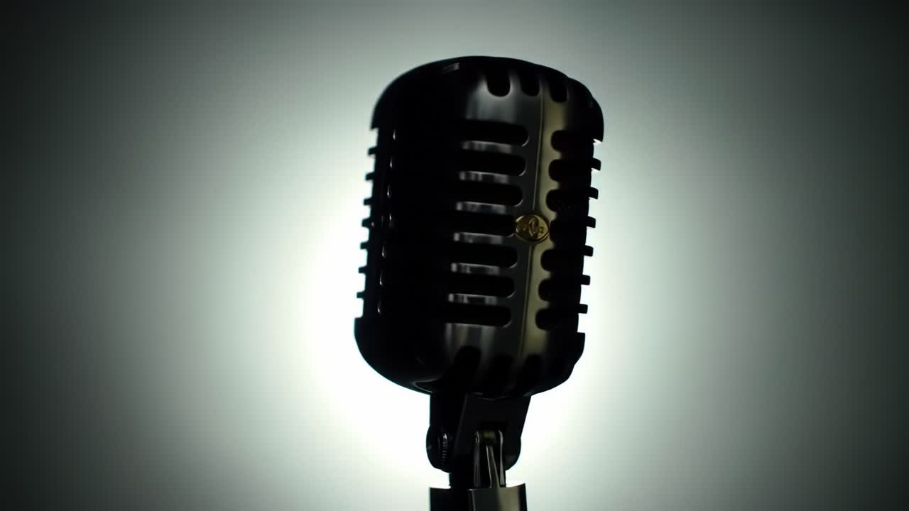 Vintage Microphone in Spotlight