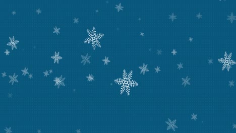 Digital-animation-of-snowflakes-icons-falling-against-copy-space-on-blue-background