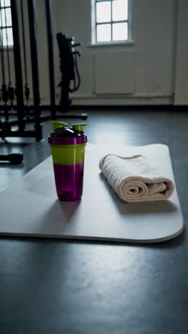 gym accessories on exercise mat