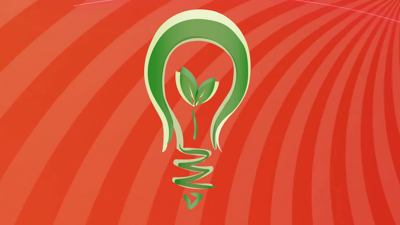 Animation of lightbulb with plant icon over red background