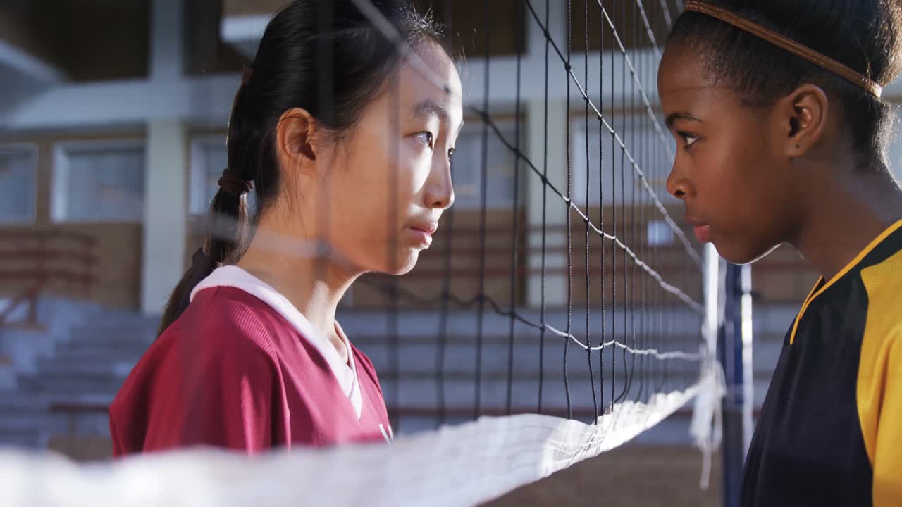 얼굴을 마주하는 배구 선수들 4k