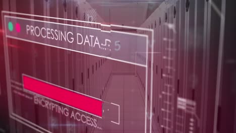 animation of data processing over server room