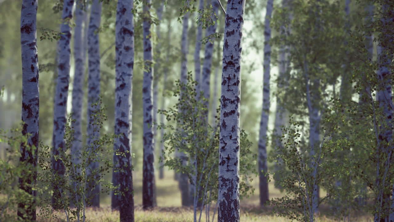 Peaceful birch trees standing tall in a serene forest setting