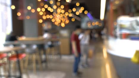 blurred background of a food court or food center at shopping in bangkok, thailand