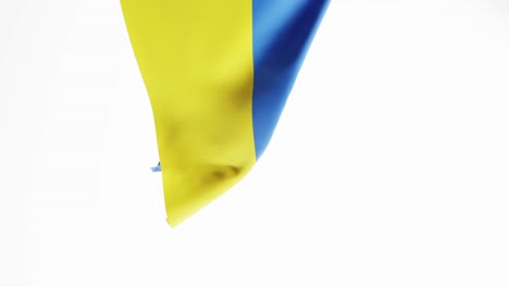 ukrainian flag fluttering on white background, 3d render animation, vertical