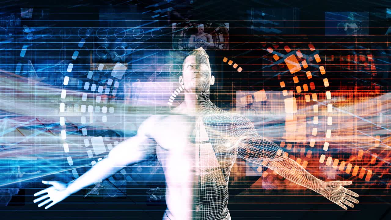 hombre abrazando la tecnología