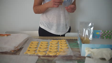 Footage-Of-a-Caucasian-woman-Making-Fish-Cookies