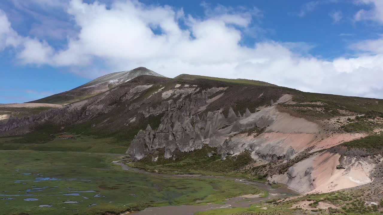 pampas galeras lagos y formación de roca cónica apurímac, perú uhd