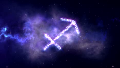 zodiac sign sagittarius forming from the stars with space background