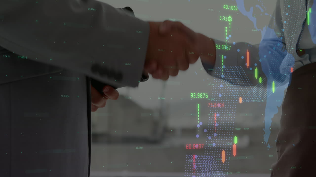 デジタルインターフェースと財務データ処理のアニメーション