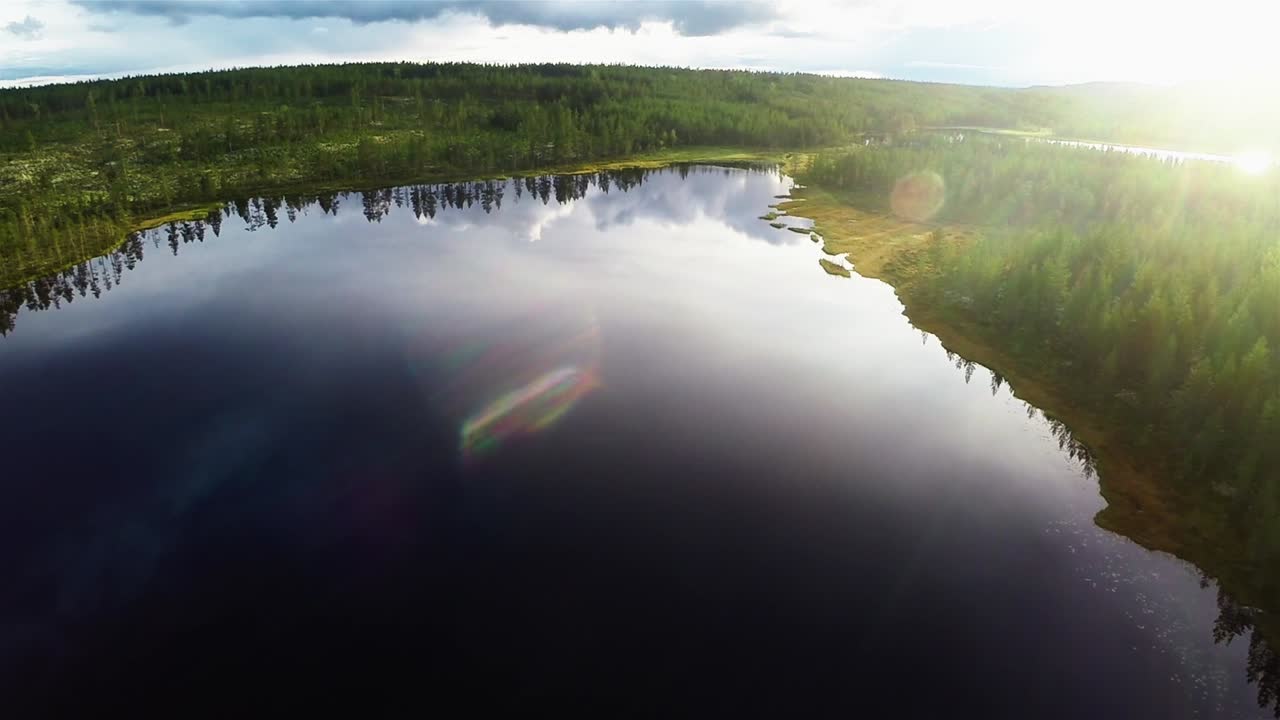 toma aérea amplia de un lago en suecia.