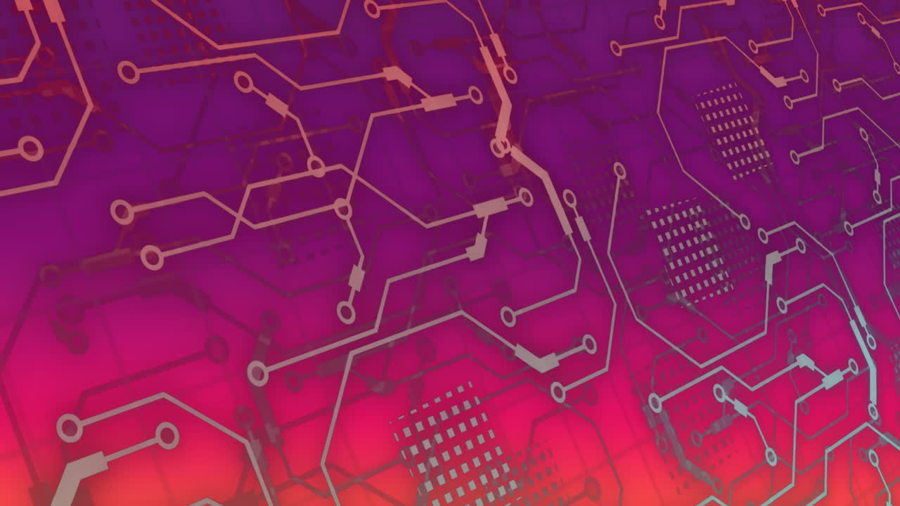 회로판을 통한 연결 및 데이터 처리의 애니메이션