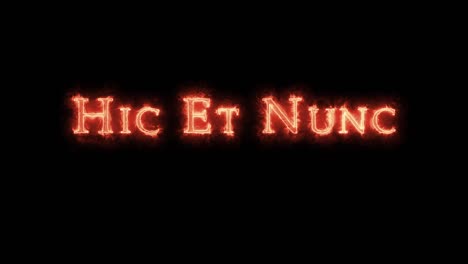 hic et nunc written with fire. loop