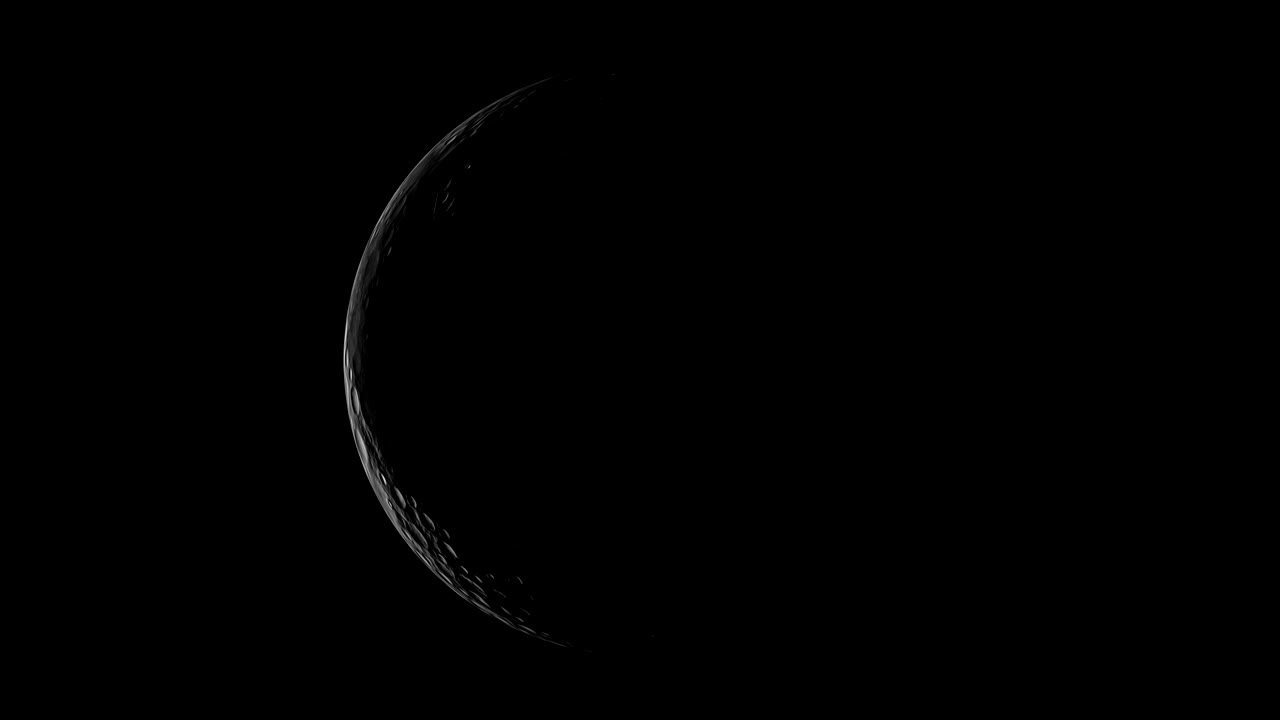 fase de la luna y libración, simulación en 3d, bucle sin fisuras.