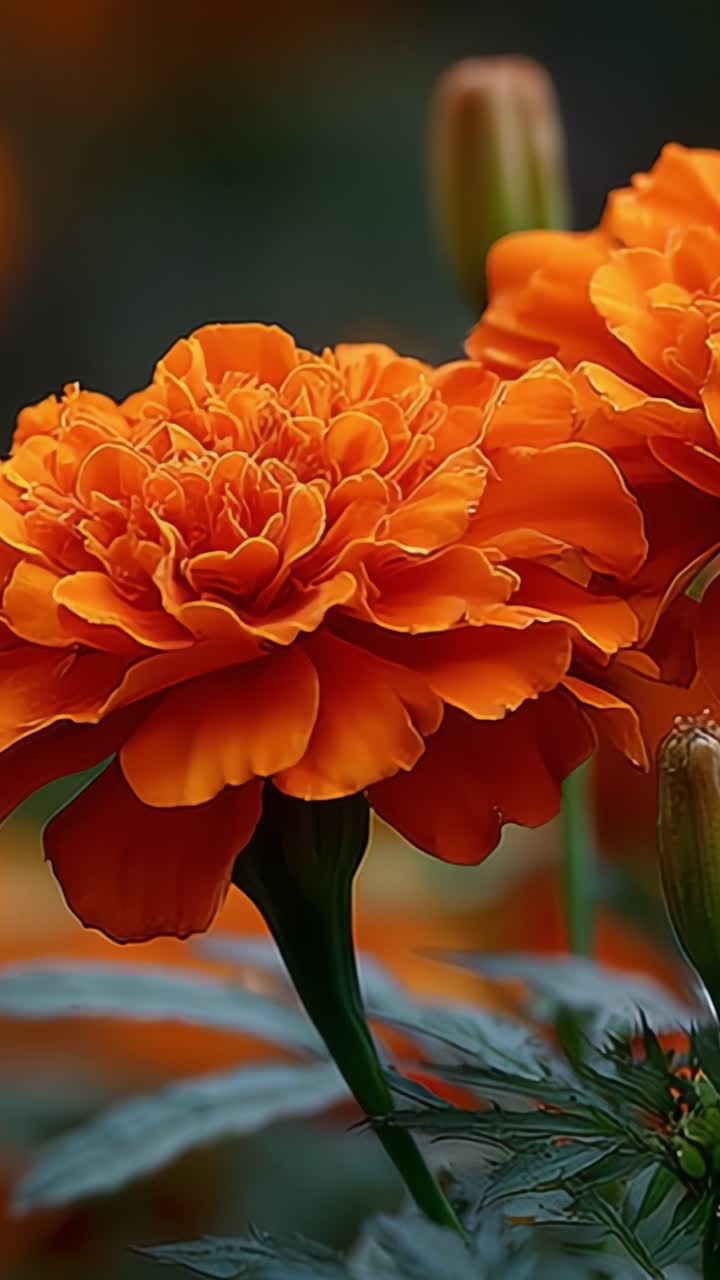 Flores de Calêndula Laranja Vibrantes Capturando a Essência da Beleza da Natureza em Plena Floração com Vegetação Exuberante Realçando Seu Brilho.
