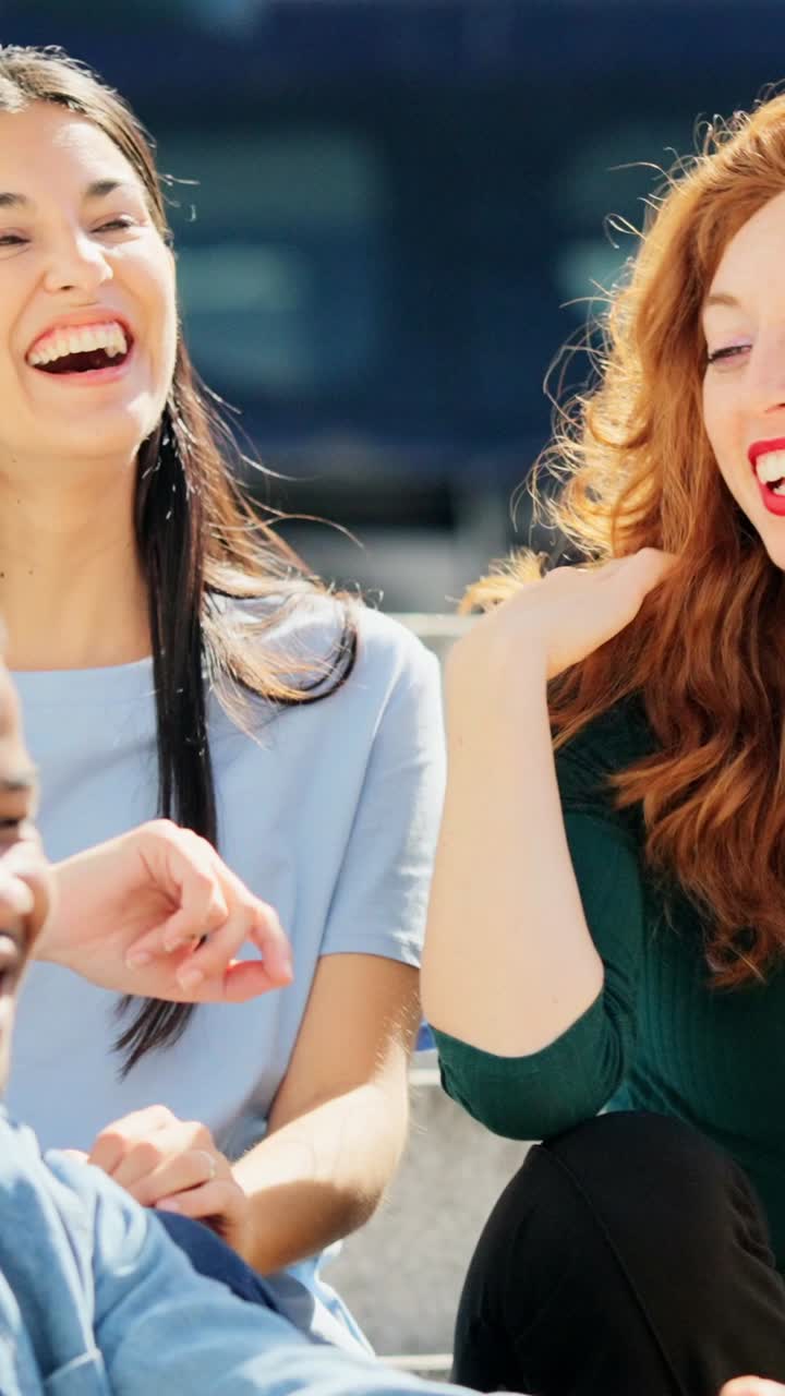 Diverse friends laughing and smiling together