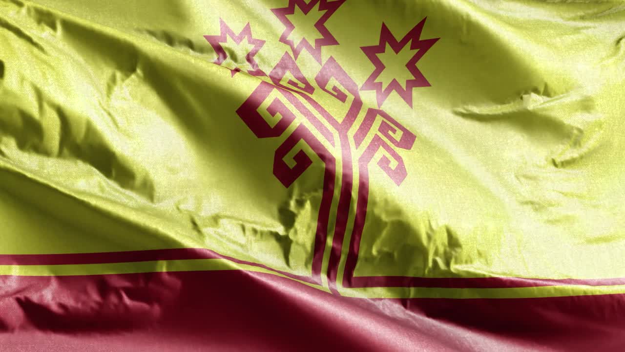 chuvashia bandera textil agitando en el bucle del viento. bandera chuvas balanceándose en la brisa. tejido textil de tela. fondo de relleno completo. bucle de 10 segundos.