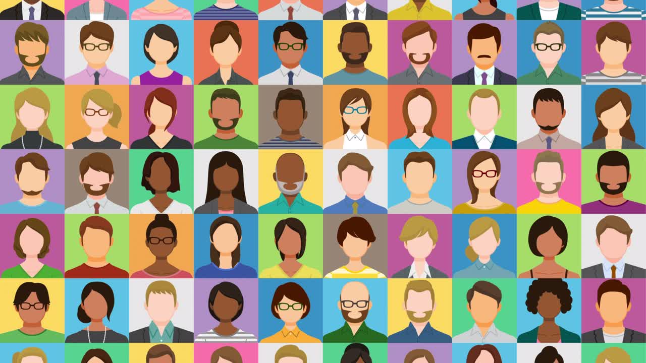 다양한 다민족 사람들의 콜라지