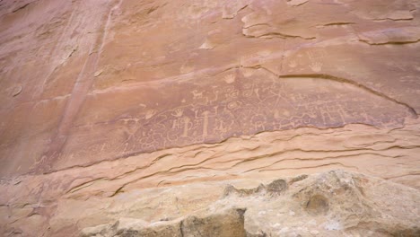 close up of petroglyphs from ancestral puebloan in mesa verde national park, pan