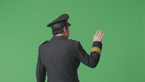 pilot in uniform, back view
