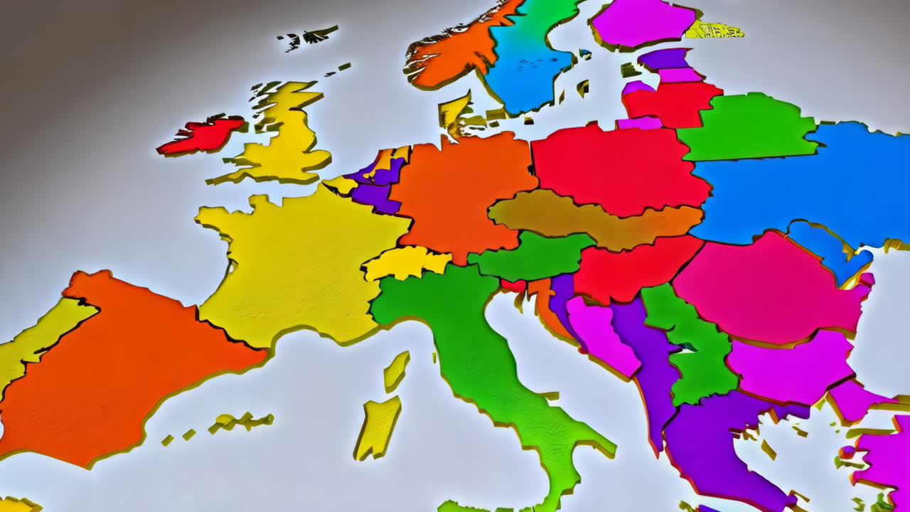 Colorful 3D Map of Europe