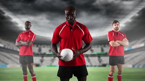 Professional-rugby-players-standing-in-front-of-a-stadium