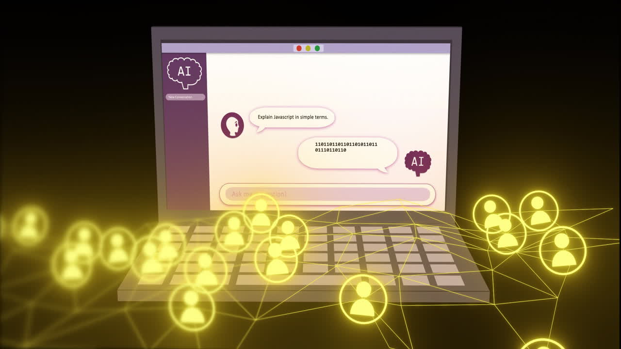 연결된 사용자의 네트워크를 통해 자바스크립트를 설명하는 ai 채팅