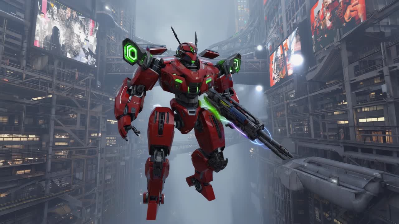 Futuristic Robot in a Cyberpunk Cityscape
