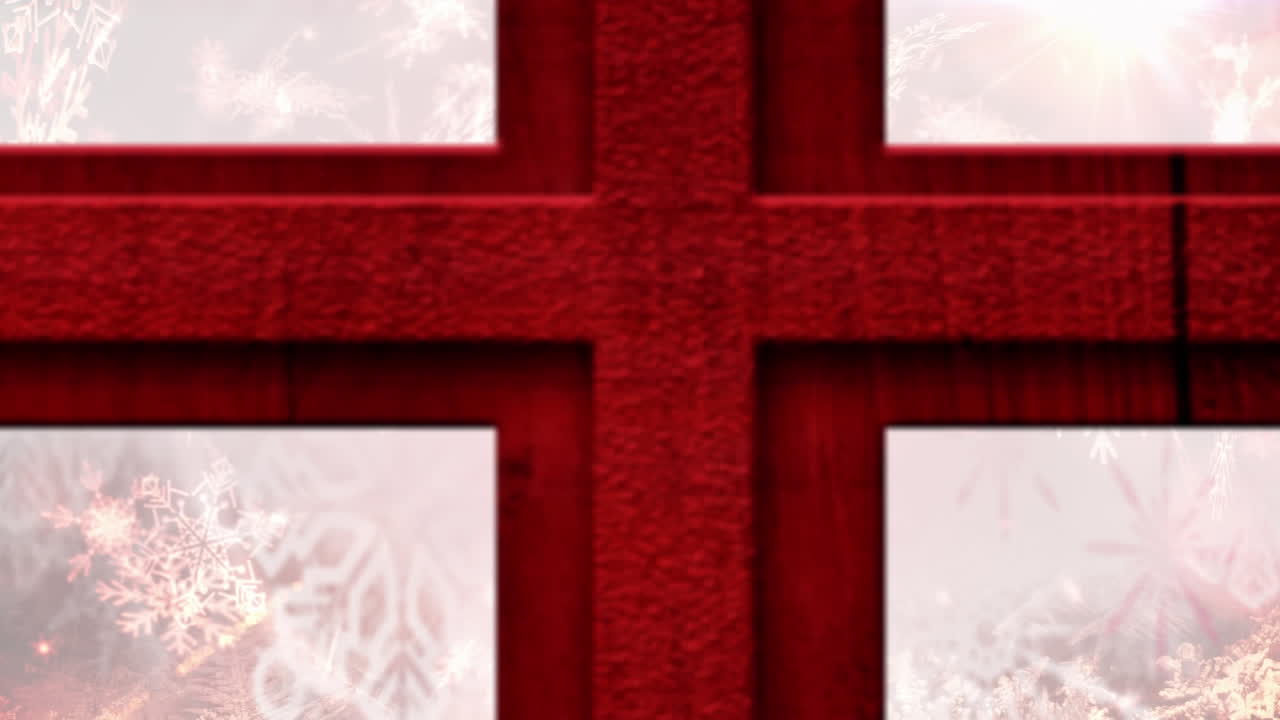 ⁇ 은 배경에  ⁇ 은 창을 통해 보이는 눈이 떨어지는 애니메이션