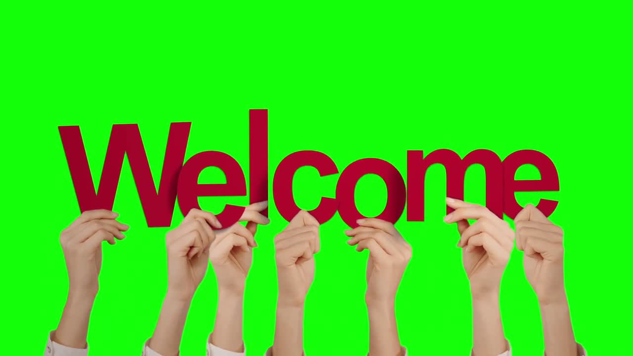 Hands holding up welcome