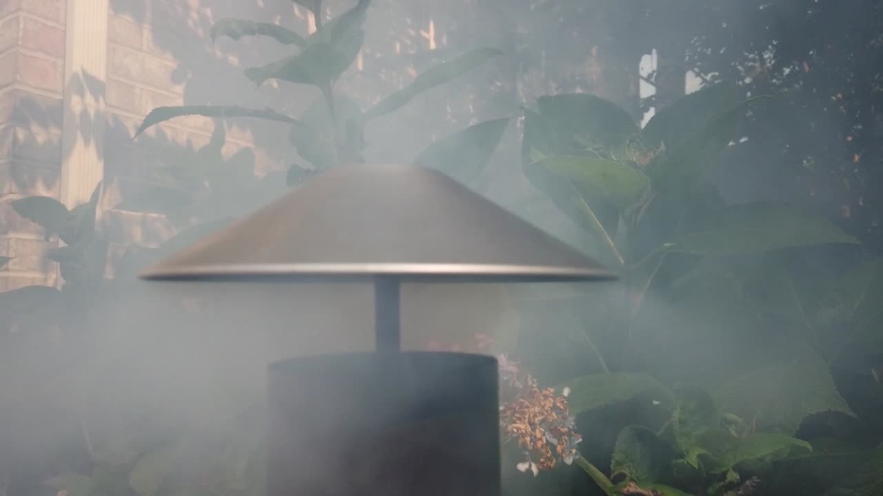 그릴의 연기 더미에서 나오는 연기의 근접 촬영