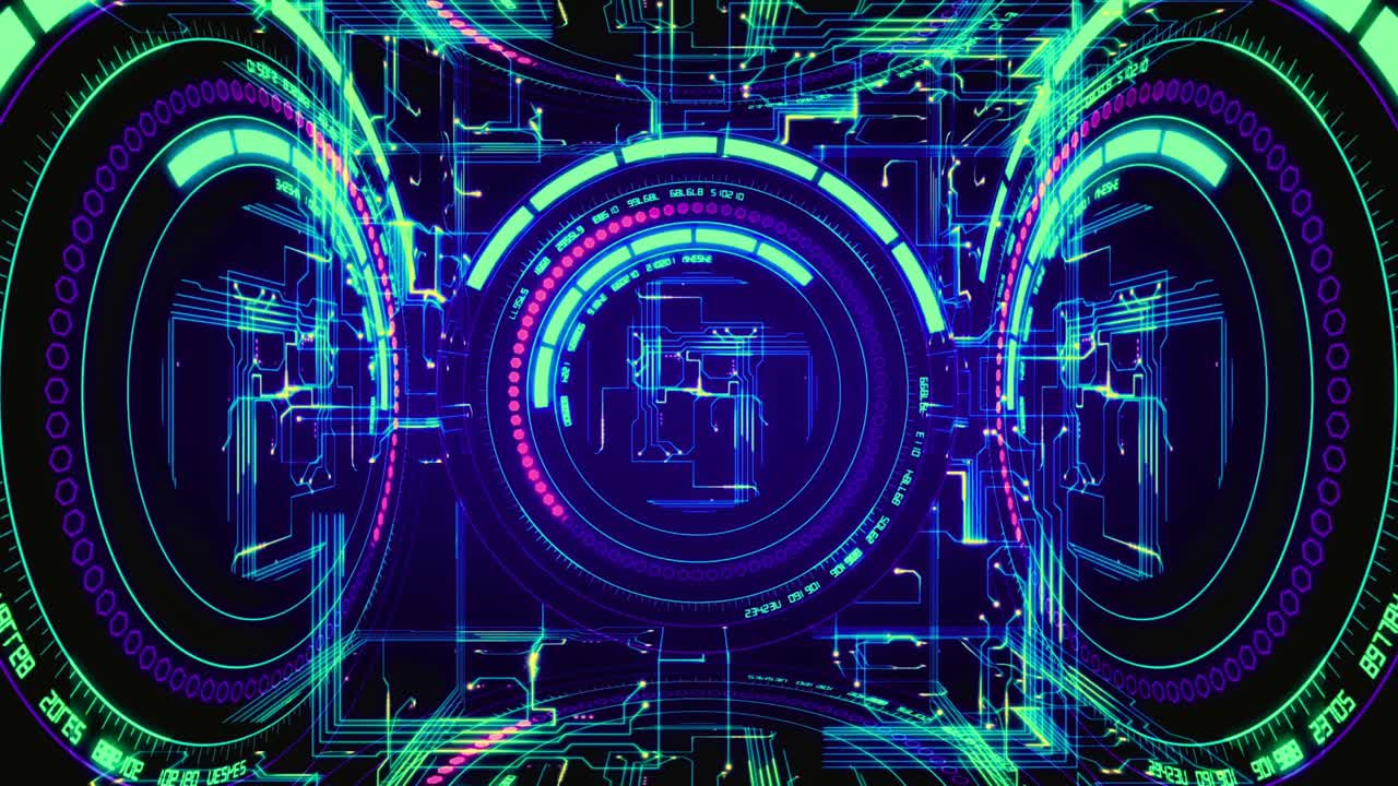Seamless Loop of Futuristic Digital Interface and Circuit Board