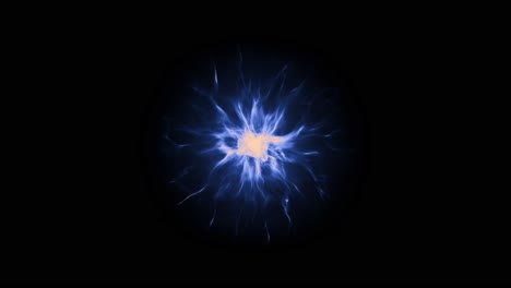 glowing blue energy ball with electric tendrils pulsates on a black background. abstract animation ideal for sci-fi futuristic or magical themes