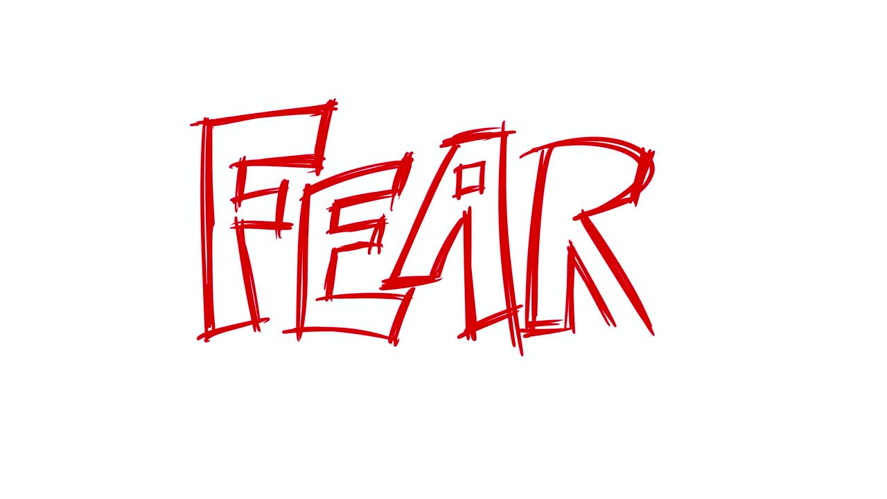 la palabra miedo como texto animado