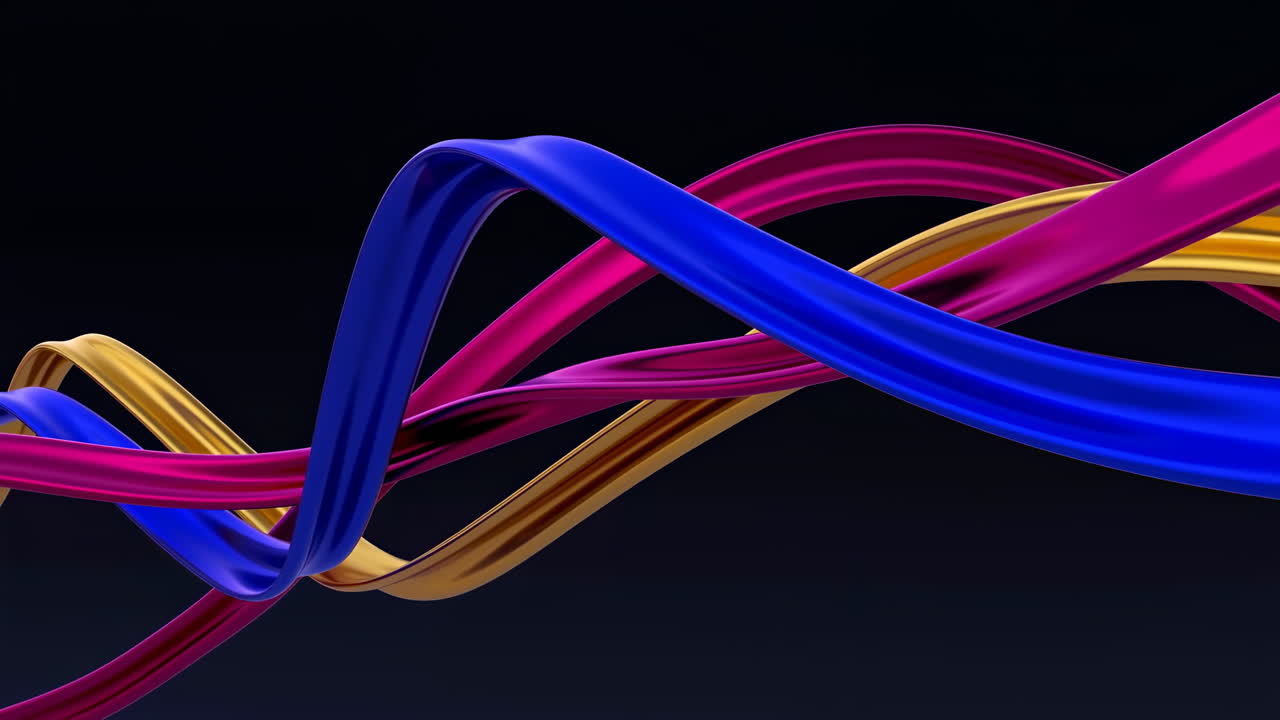Animazione astratta dinamica di nastri colorati fluenti.