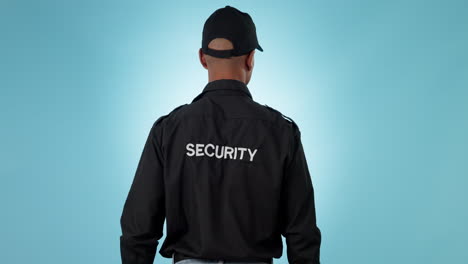 security guard, studio and back of person